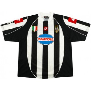 Maillot Juventus Domicile Retro 2002 2003 Noir Blanc Pas Cher