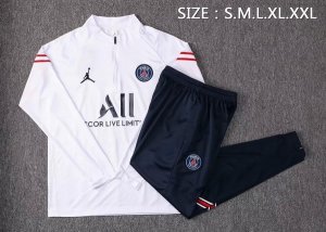 Survetement Paris Saint Germain 2021 2022 Blanc Noir Pas Cher