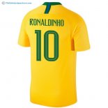 Maillot Brésil Domicile Ronaldinho 2018 Jaune Pas Cher