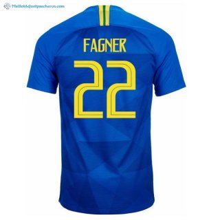 Maillot Brésil Exterieur Fagner 2018 Bleu Pas Cher