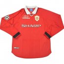 Maillot Manchester United Domicile ML Retro 1999 Rouge Pas Cher