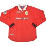 Maillot Manchester United Domicile ML Retro 1999 Rouge Pas Cher