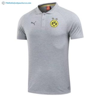 Polo Borussia Dortmund 2017 2018 Gris Clair Pas Cher Polo Borussia Dortmund 2017 2018 Gris Clair Pas Cher
