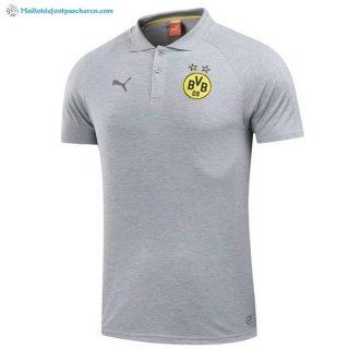 Polo Borussia Dortmund 2017 2018 Gris Clair Pas Cher