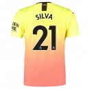 Maillot Manchester City NO.21 Silva Third 2019 2020 Orange Pas Cher
