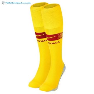 Chaussette As Roma Domicile 2018 2019 Jaune Pas Cher