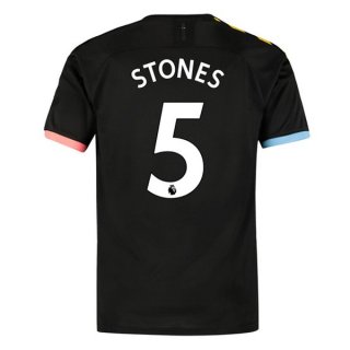 Maillot Manchester City NO.5 Stones Exterieur 2019 2020 Noir Pas Cher