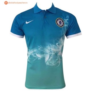 Polo Chelsea 2017 2018 Bleu Vert Pas Cher Polo Chelsea 2017 2018 Bleu Vert Pas Cher