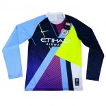 Maillot Manchester City Édition Commémorative ML 2018 2019 Bleu Pas Cher