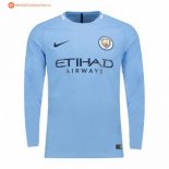 Maillot Manchester City Domicile ML 2017 2018 Pas Cher