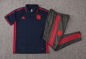 Polo Ensemble Complet Bayern Munich 2019 2020 Bleu Gris Pas Cher