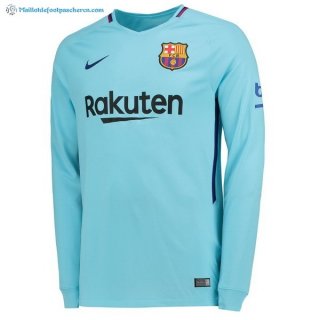 Maillot Barcelona Exterieur ML 2017 2018 Bleu Pas Cher