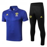 Polo Manchester United Ensemble Complet 2019 2020 Bleu Jaune Noir Pas Cher