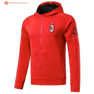 Sweat Shirt Capuche Milan Enfant 2017 2018 Rouge Pas Cher