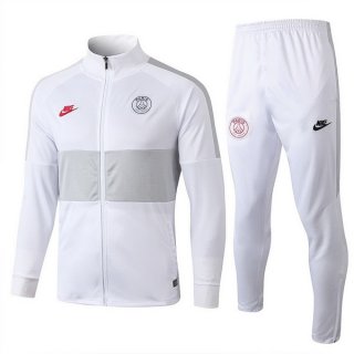 Survetement Paris Saint Germain 2019 2020 Blanc Gris Pas Cher