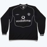 Maillot Manchester United Exterieur ML Retro 2000 2002 Noir Pas Cher