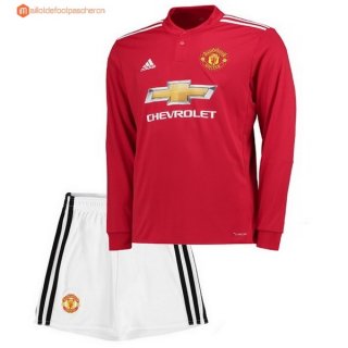 Maillot Manchester United Domicile ML Enfant 2017 2018 Pas Cher