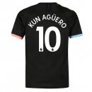 Maillot Manchester City NO.10 Kun Aguero Exterieur 2019 2020 Noir Pas Cher