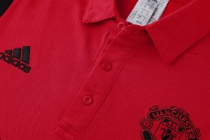 Polo Ensemble Complet Manchester United 2019 2020 Bordeaux Noir Pas Cher