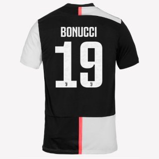 Maillot Juventus NO.19 Bonucci Domicile 2019 2020 Blanc Noir Pas Cher