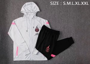 Sweat Shirt Capuche Paris Saint Germain 2021 2022 Gris Noir Pas Cher