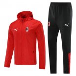 Coupe Vent AC Milan Ensemble Complet 2021 2022 Rouge Noir Pas Cher