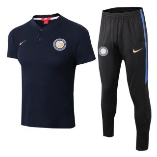 Polo Inter Milan Ensemble Complet 2018 2019 Noir Pas Cher