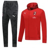 Survetement AC Milan 2019 2020 Gris Rouge Pas Cher