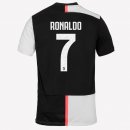 Maillot Juventus NO.7 Ronaldo Domicile 2019 2020 Blanc Noir Pas Cher