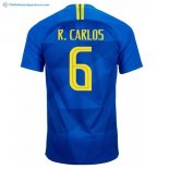 Maillot Brésil Exterieur R.Carlos 2018 Bleu Pas Cher