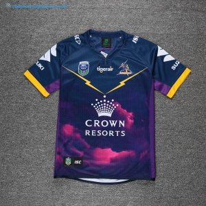 Maillot Rugby Melbourne Storm Auckland 9's 2017 2018 Bleu Pas Cher