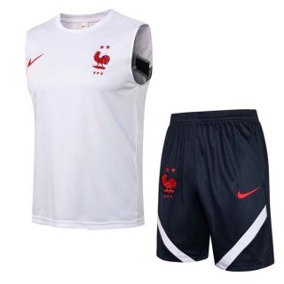 Maillot France Sans Manches Ensemble Complet 2022 Blanc Maillot France Sans Manches Ensemble Complet 2022 Blanc