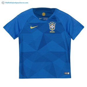 Maillot Brésil Exterieur Enfant 2018 Bleu Pas Cher