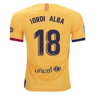 Maillot Barcelona NO.18 Jordi Alba Exterieur 2019 2020 Jaune Pas Cher