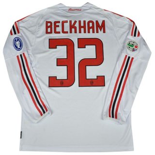 Maillot AC Milan Beckham Exterieur ML NO.32 Retro 2008/09 Blanc Pas Cher