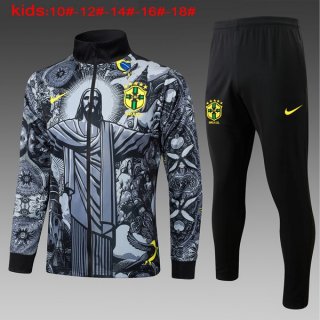 Enfant Survetement Brésil 2024 2025 Gris Enfant Survetement Brésil 2024 2025 Gris
