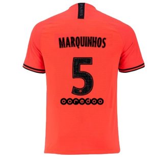 JORDAN Maillot Paris Saint Germain NO.5 Marquinhos Exterieur 2019 2020 Orange Pas Cher JORDAN Maillot Paris Saint Germain NO.5 Marquinhos Exterieur 2019 2020 Orange Pas Cher