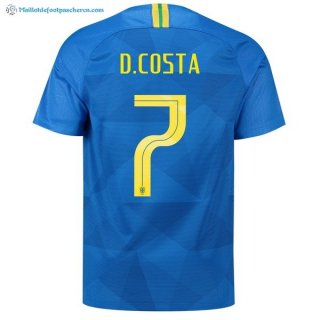 Maillot Brésil Exterieur D.Costa 2018 Bleu Pas Cher