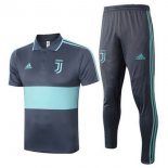 Polo Ensemble Complet Juventus 2020 2021 Gris Vert Pas Cher