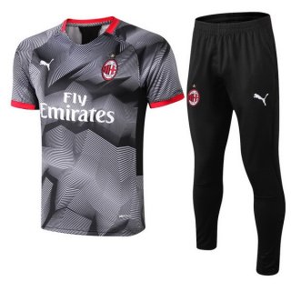 Entrainement AC Milan Ensemble Complet 2018 2019 Gris Noir Pas Cher