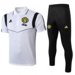 Polo Manchester United Ensemble Complet 2019 2020 Blanc Noir Pas Cher