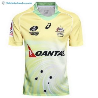 Maillot Rugby Australie Domicile 2017 2018 Jaune Pas Cher