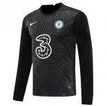 Maillot Chelsea Manches Longues Gardien 2020 2021 Noir Pas Cher