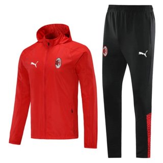 Coupe Vent AC Milan Ensemble Complet 2021 2022 Rouge Noir Pas Cher