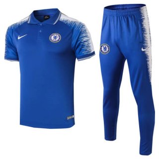 Polo Ensemble Complet Chelsea 2018 2019 Bleu Pas Cher