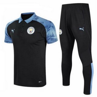 Polo Manchester City Ensemble Complet 2020 2021 Bleu Noir Pas Cher