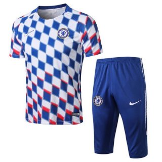 Maillot Entrainement Chelsea Ensemble Complet 2018 2019 Bleu Blanc Pas Cher