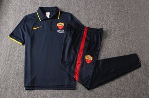 Polo Ensemble Complet As Roma 2019 2020 Noir Jaune Pas Cher