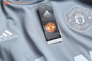 Survetement Manchester United 2017 2018 Gris Clair Noir Pas Cher