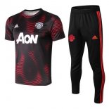 Entrainement Manchester United Ensemble Complet 2018 2019 Rouge Noir Pas Cher